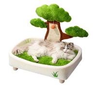 Genérico para gatitos | Cama de maceta de pino para gatos con bola de peluche y rascador - Nicho de animales extraíble y lavable - para dormitorio y salón