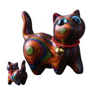 Generico para gatos de madera, figuras de gatos tallados de madera - Figuras de en,Estatua de gato para sala de estudio, mesa, salón, librería