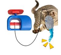Genérico para Gatos: ratón de Peluche Colgante de 13 cm con Sonidos y Cuerda de 1,6 m | de burla de Plumas Interactivo montado en la Puerta | de ratón de Peluche Corto Abs para Gatos