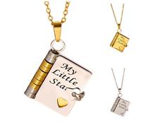 Genérico Para Hija - Collar con Libro Mi Increíble Hija, Regalos para de Papá, Mamá y Madre, Collar Ajustable en Plata y Oro con 6 Páginas de Información Grabada. (Plata y oro)