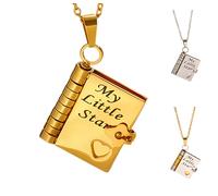 Genérico Para Hija - Collar con Libro Mi Increíble Hija, Regalos para de Papá, Mamá y Madre, Collar Ajustable en Plata y Oro con 6 Páginas de Información Grabada. (Oro)