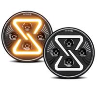 Genérico Para Jeep Para Wrangler Faro LED De 7 Pulgadas Redondo H4 200W 30000LM Ojos Ángel Degradados Amarillos Faro