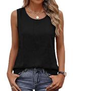 Genérico para mujer, cuello redondo, sin espalda, para mujer, top ligero, tops transpirables, camisetas para el ocio, al aire libre, camiseta de tirantes minimalista Top vintage Tops, Negro , XXL