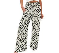 Genérico para mujer, pantalón grande, de lino, elegante, fluido, fitness, pantalones de salón, con bolsillos casuales, ligeros, sobrevestir, flared Palazzo Bloomers yoga, pierna ancha harem, blanco, M