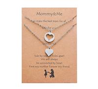 Genérico para mujer pulsera joyas de 2 collares corazón surtidos damas niñas regalos día de la madre para mamá I chapado colores regalo mensaje mujeres anillos, talla única, Metal, No es una piedra