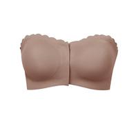 Genérico para mujer sin tirantes, desmontables sin armaduras, push up cómodo, sujetador delantero ajustable elástico, borde de las ondas para mujer, sujetador antideslizante, diadema, café, L