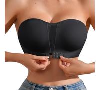 Genérico para mujer sin tirantes, sin armaduras, sujetador delantero ajustable elástico, suave transpirable malla Patchwork para mujer, sujetador antideslizante, diadema push up, Negro , M