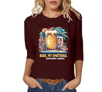 Genérico para mujer, vestido grande, para mujer, casual, estampado floral, cuello redondo, manga tres cuartos, ropa de fiesta, festival cerveza, estilo bohemio, atuendo de viaje, primavera-otoño, vino