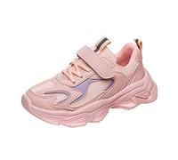 Genérico para niña blanca rota tenis zapatos de deporte para niños y niñas, fondo grueso antideslizante con cordones, transpirable y cómodo para niña, color blanco, rosa, 34 EU