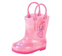 Genérico para niña, botas de lluvia, botas para niños, botas de lluvia para bebés, botas de lluvia cortas para niños pequeños, fáciles de niña, color plateado, punta suave, botines, rosa, 33 EU