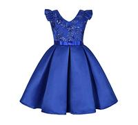Genérico para niños y niñas con estampado sin mangas fiesta hoilday corto estilo vestido princesa ropa conjunto niña 5 años falda, azul, 7-8 Años