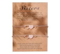 Genérico para pulsera para anillos de rosa de 3 anillos 3 hermana conectados por corazón emparejando pulseras para hermanas mujeres para 2 joyas y anillos, talla única, Metal, No es una piedra