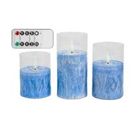 Genérico Paraffin Abs Purple - 10-15 Cm 3-Pack Flameless Candle | Flickering Real Wax Battery Led Pillar | Remote Control Timer For Halloween Christmas | Wedding Home Décor Table Centerpiece