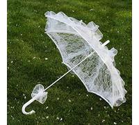 Genérico Paraguas de Encaje Estilo Europeo Soporte Metal Decoración Exquisita y Romántica para Boda Banquete Adorno Fotografía Representación Escénica