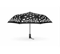 Genérico Paraguas Plegable con Apertura Automática, Estampado de Mariposas que Cambia de Color con la Lluvia, 96 cm de Diámetro (Negro)