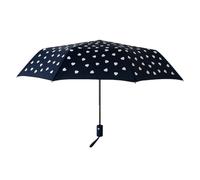 Genérico Paraguas Plegable Mágico con Diseño de Corazones, Cambia de Color con la Lluvia, Azul Marino 105 cm diametro (Negro)
