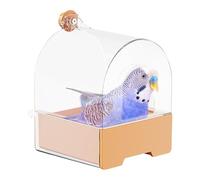 Genérico Parakeet Bath, Bird Shower Bathtub, 6.89x6.69x9.45 Inches Size Compact and Portable, Transparent Leak-Proof Cage Box for Home Garden Outdoors, Safe Birds Bath Accessory