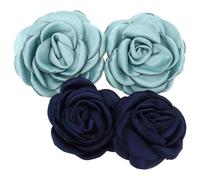Genérico Parches Decorativos para Zapatos, 2 Pares de Flores de Tela Azul Marino y Verde Borde Quemado, Accesorios DIY para Personalizar Zapatos y Prendas para Colegas