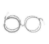 Genérico Pareja de titanio Pulsera Amor Imán Atracción Empalme Apilamiento Nuevas pulseras de anillo de Llavero Plata Pulsera (Silver, One Size)