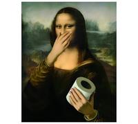 Genérico Parodia Mona Lisa Arte de la pared del baño, cartel de baño Mona Lisa sosteniendo su nariz, humor vintage mal olor cartel de baños impresión para baños decoración del hogar