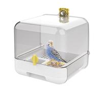 Genérico Parrot Bath - Pull-out Parrot Feeder For Cage | 2 In 1 Bowl Bathtub | Transparent Design ABS Material 20.8x18.8x18.5cm For Pet Inside Outdoors Yard Deck Garden Easy Monitoring Quick Cleaning