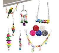 Genérico Parrot Toys Set, Bird Chewing Toys, Wooden Bird Toys, Colorful Rattan Balls, Bird Cage Accessories, Bird Bell Toys, Chewing Toys For Birds, Bird Toy Set For Parakeets, Pet Bird Accessories