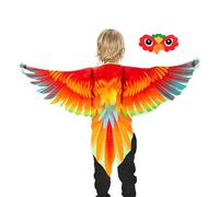 Genérico Parrot Wings Outfit, Kids Bird Role Play, 44.09x23.62 Inches Vibrant Feathered Design, Soft and Comfortable Fabric, Colorful Wings with Realistic Feather for Parties, Multicolor