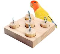 Genérico Parrot Wooden Peg Puzzle Toy | Removable Cylinder Blocks Brain Game | Small Medium Birds Boredom Breaker | Chewing Foraging Intelligence Cage Accessory