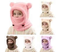 Genérico Pasamontañas Térmico de Invierno Niños, Multifuncional Balaclava Prueba de Viento Cálido Máscara de Esquí, Cute Animal Gorro Forro Polar con Calentador de Cuello para Niños Niñas 3-10 Años