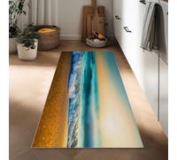 Genérico Pasillera Larga 60 x 180 cm fotografía Realista, Alfombra Antideslizante para Pasillo Playa Atardecer Olas Rayas - Alfombra Lavable para Cocina Entrada baño Dormitorio y escaleras