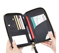 Genérico Passport Holder, PU Leather Travel Organizer, Multi Card Slot Storage Wallet, 7.48x4.33x0.98 Inches Waterproof Ticket Book Men & Women, Portable Document Purse and Companion for Trips Abroad