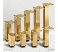 Genérico Patas Ajustables para Muebles Paquete De 4 Cuadradas Aluminio, con Tornillos para Sofá, Estantería, Cama Y Mesa Pies De Repuesto Resistentes(Gold,25cm)