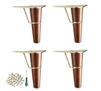 Genérico Patas Cónicas De Madera para Mesa, Otomana, Soporte De Mueble, Elevadores De Decorativas con Placa Superior Triangular Y Herrajes De Instalación(Walnut,15cm/5.9in)