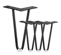 Genérico Patas De Horquilla para Muebles De 10 Cm A 72 Cm, Varillas Metálicas En Forma De V para Escritorio, Mesita De Noche, Cama, 4 Patas De Apoyo con Protectores De Goma(Negro,12cm/4.7in)