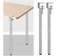 Genérico Patas De Mesa De Acero Inoxidable Plateadas 2 Piezas Redondas De Repuesto para Gabinete, con Base Ajustable, para Mesa De Centro Y Escritorio(65cm)