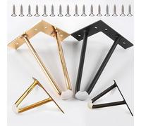 Genérico Patas De Mesa De Horquilla Resistentes De 2 Varillas con Protectores, 4 Piezas Patas De Muebles para Sofá, Mueble De TV, Armario Y Mesa De Centro(Gold,12cm/4.7in)