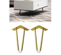 Genérico Patas de Mesa de Metal con Protectores de Suelo de Goma, Patas de Muebles DIY for Comedor, Mesa Auxiliar de café, Interior/Exterior, aparadores(Gold,Height 40cm/15.8")