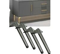 Genérico Patas de Muebles de Acero Inoxidable, Patas de gabinete Ajustables de Alta Resistencia for tocador de baño, Patas de Mesa de Metal for sofá Cama, Soporte for TV y tocador(Black,Height 25cm)