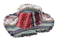 Genérico Patchwork Multicolored Mushroom Hemp Hat with Hidden Pocket Fedorahats, Handmade Stripe Wide Brim Beach Sun Cap Unisex (Multicolor,Talla única)