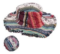 Genérico Patchwork Multicolored Mushroom Hemp Hat with Hidden Pocket Fedorahats,Handmade Stripe Wide Brim Bucket Hat Sunhat
