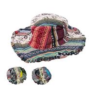 Genérico Patchwork Multicolored Mushroom Hemp Hat with Hidden Pocket Fedorahats, Handmade Summer Fisherman Cap for Beach, Travels (1pcs)