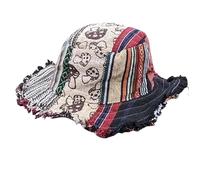 Genérico Patchwork Multicolored Mushroom Hemp Hat with Hidden Pocket Fedorahats, Multicolored Mushroom Hemp Hat,Adjustable Brim (1Pcs)