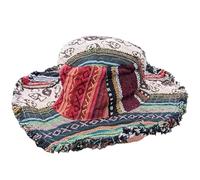 Genérico Patchwork Multicolored Mushroom Hemp Hat with Hidden Pocket Fedorahats, Patchwork Stripe Bucket Hat Sunhat for Holiday Beach (B)