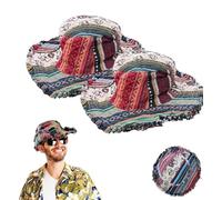 Genérico Patchwork Multicolored Mushroom Hemp Hat with Hidden Pocket Fedorahats,Stripe Print Bucket Sunhat,Hippie Fisherman Hat