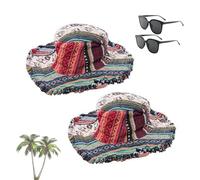 Genérico Patchwork Multicolored Mushroom Hemp Hat with Hidden Pocket Fedorahats,Unisex Patchwork Mushroom Hat for Holiday Beach (2pcs,Talla única)