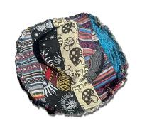 Genérico Patchwork Multicolored Mushroom Hemp Hat with Hidden Pocket,Mushroom Hat,Patchwork Hemp Hats (C)