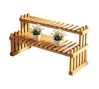Genérico Patio Plant Stand - 2-Tier Wooden Display Rack for Flower Pot