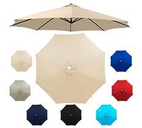 Genérico Patio Umbrella for Outdoor Heavy-Duty Round, Portable Sun Shade Umbrella, Protection Air Vent Tilt for Poolside, Terrace, Beach and Outdoor Restaurant(Beige,2.5m/6 ribs)