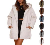 Genérico Patiyu Women's Winter Trendy Lightweight Hooded Quilted Jacket, Women Casual Warm Long Sleeve Oversized Jackets (H,XL)