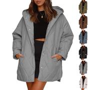 Genérico Patiyu Women's Winter Trendy Lightweight Hooded Quilted Jacket, Women Casual Warm Long Sleeve Oversized Jackets (A,XL)
